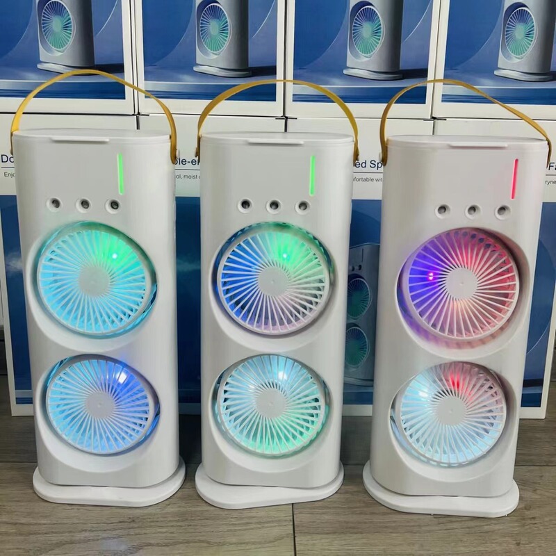 三穴二頭ファン家庭用USB充電首振り加湿冷風機オフィスデスクトップ噴霧ファンクロスボーダー|undefined