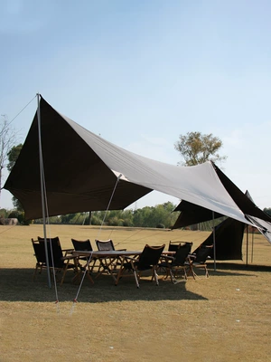 Butterfly-Shaped Hexagonal Canopy Tent for Outdoor Camping, Black-Coated Sunshade for Picnics, Beach Shelter, Rainproof and Sunproof, Extra Large