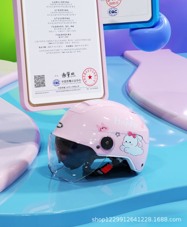 Mustang 3C Certified Kidsren's Helmet for Boys and Girls in Summer and All Seasons, Cute Kidsren's Electric Motorcycle Helmet