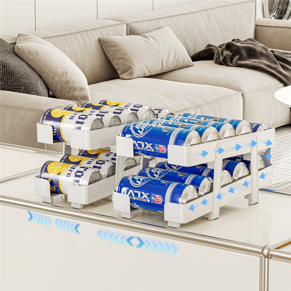 Artefacto de almacenamiento de refrigerador retráctil, relleno automático transparente de doble capa, estante de almacenamiento de bebidas, caja de almacenamiento de refrigerador