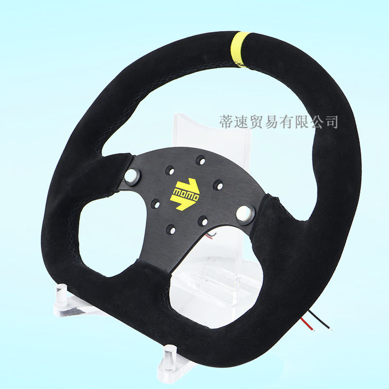 Cross-Border Hot-Selling D-Type Car Modification 13inch Momo Frosted Suede Flat Game Console Steering Wheel