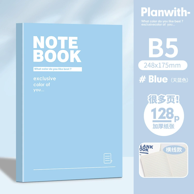 Notebook for Elementary Students, 128 Pages, A5/B5 Options, Thick Paper, Pastel Covers