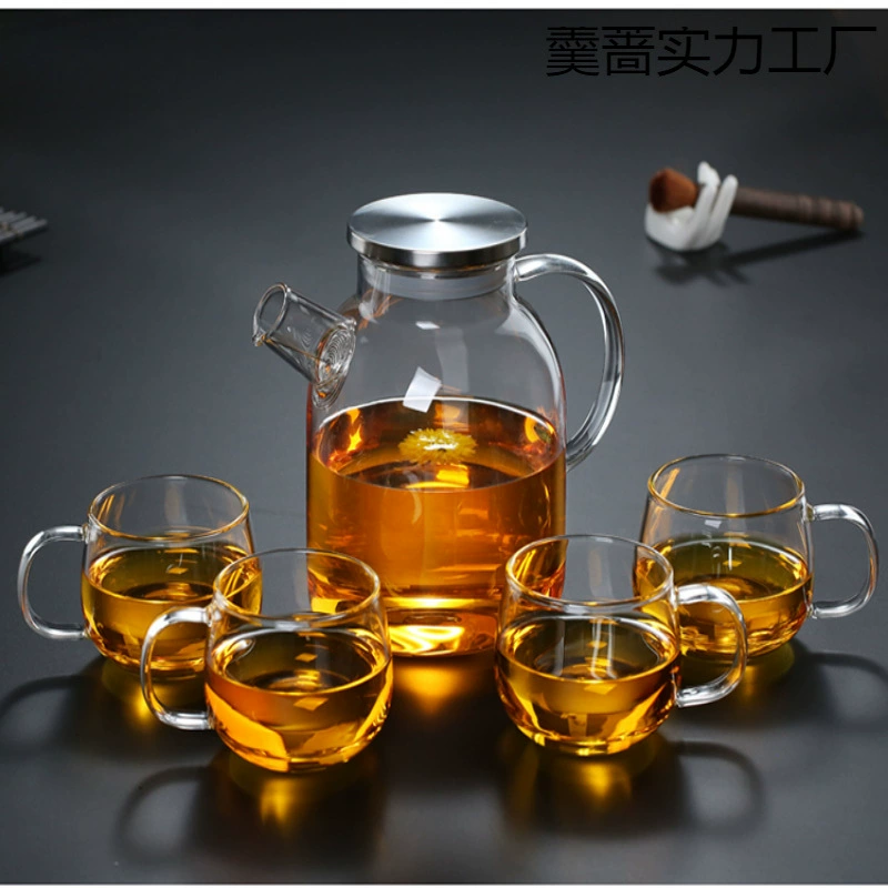 Glass teapot, explosion-proof capacious transparent set for home use, increased thickness