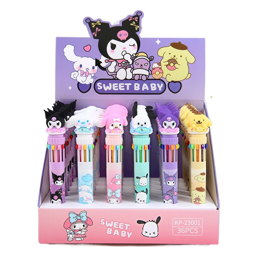 Coreano de dibujos animados lindo mascota colección multi-color pluma linda chica diez colores bolígrafo estudiante diario pluma de color