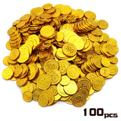 Plastic pirate gold coins 1 yuan 5 yuan 10 yuan 20 yuan 50 yuan 100 yuan denomination money chips props currency toys