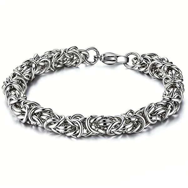 Cross-Border Men's Titanium Steel Hand-Woven Fashion Bracelet Interlocking Stainless Steel Domineering Necklace Jewelry