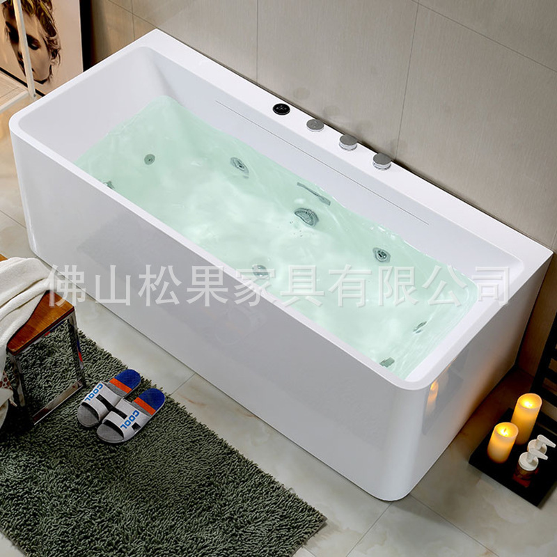 Foshan Factory Household Adult Acrylic Bathtub Modern Simple Whirlpool Waterfall Surf Massage Couples Bathtub