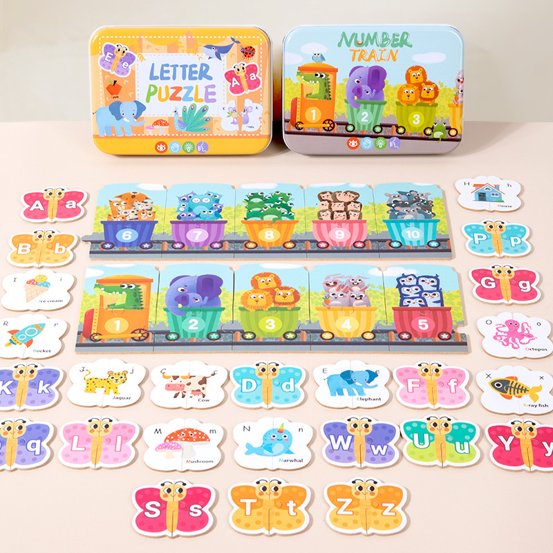 Inglés para niños pequeños 26 alfabetos y números de iluminación cognitiva ayuda de enseñanza de ortografía natural gráfica de pares de rompecabezas juguetes regalo