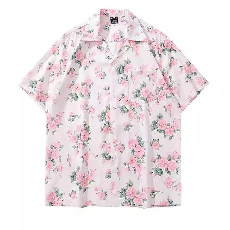Rural Pastoral Small Floral Cuban Collar Short-Sleeved Floral Shirt for Men and Women Hawaiian Vacation Retro Loose Shirt Rural Pastoral Small Floral Cuban Collar Short-Sleeved Floral Shirt for Men and Women Hawaiian Vacation Retro Loose Shirt