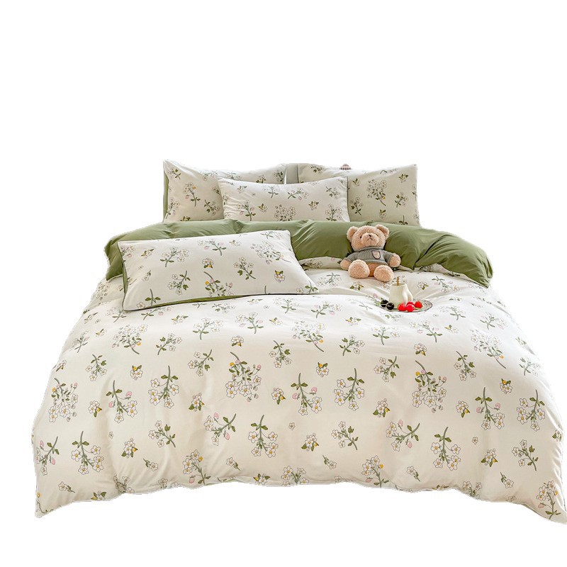 ins pequeño y fresco set de cuatro piezas de aloe algodón sábanas de cama cubierta madre y bebé desnudo dormitorio doble set de tres piezas