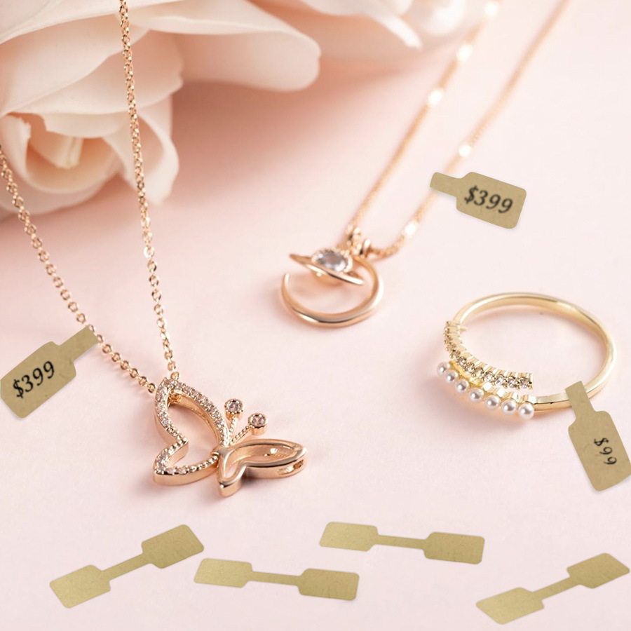 500개 스티커 | 롤 쥬얼리 가격 장식 천연 크래프트 종이 수제 스티커 라벨