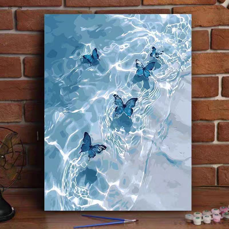 Pintura al óleo digital de estilo antiguo estilo arquitectónico de la dinastía Tang, relleno a mano, relleno de agujero, lámpara acrílica, sala de estar nueva