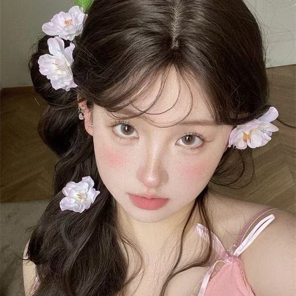 ライトピンク模擬ヘアピンヘアアクセサリー花女性のヘアピンスタイルサイドヘッドドレス桜雰囲気写真春 4|undefined
