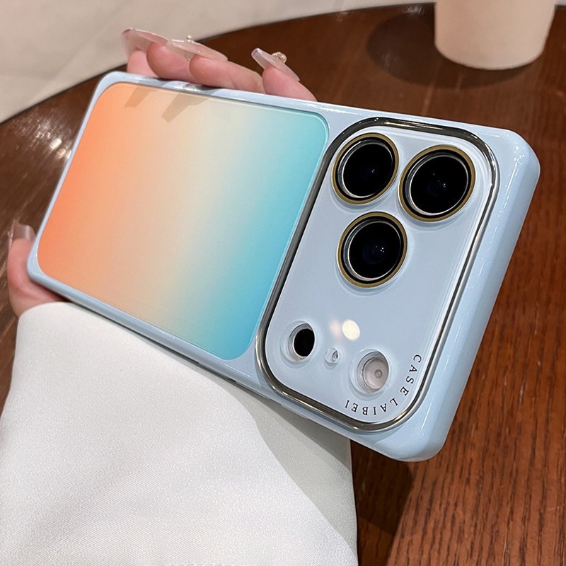 Película de lente de cristal gradiente de cáscara cuadrada para iPhone17promax teléfono móvil Apple 16AI cubierta de teclas