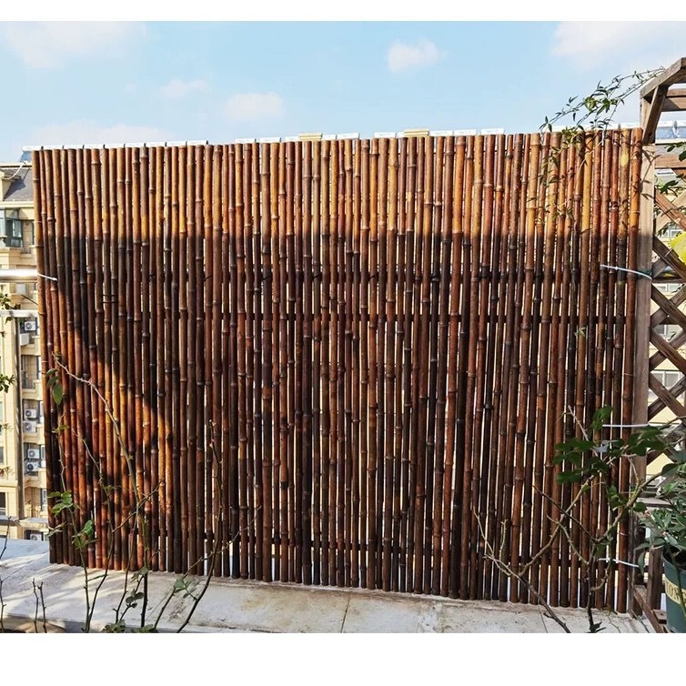 Bamboo Fence Bamboo Fence Outdoor Fence Carbonized Bamboo Fence Anti-corrosion Bamboo Row Garden Fence Retaining Wall Bamboo Pole