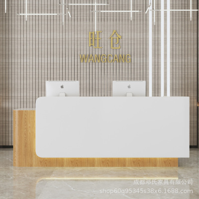 烤漆收银台北欧美容院吧台会所商用弧形公司前台美发大理石接待台