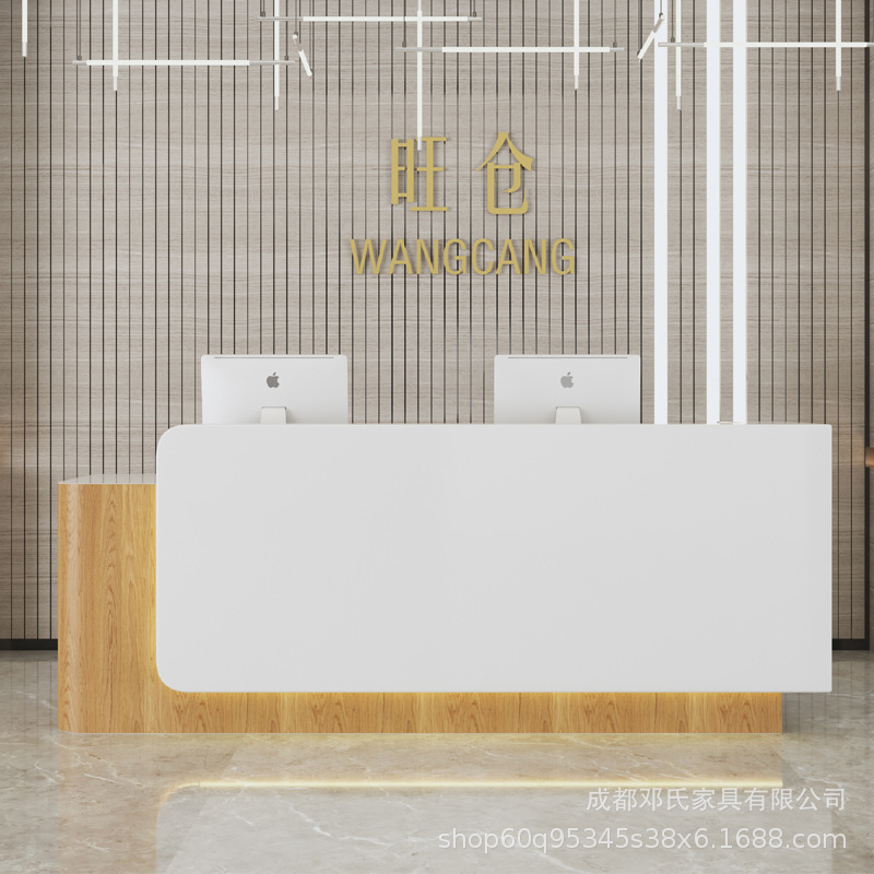 烤漆收银台北欧美容院吧台会所商用弧形公司前台美发大理石接待台