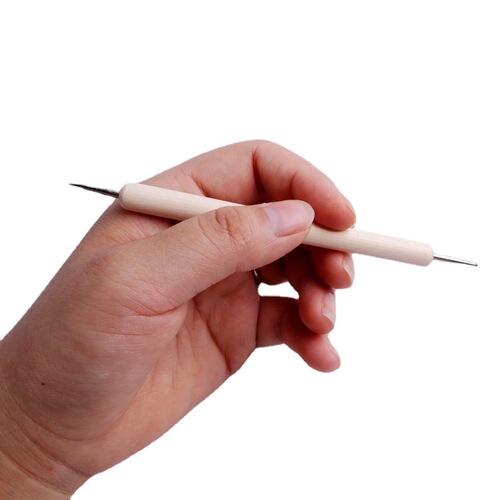 Cloth drawing iron pen cross stitch props water-soluble handmade DIY embroidery supplies wooden handle two-end rubbing pen tool