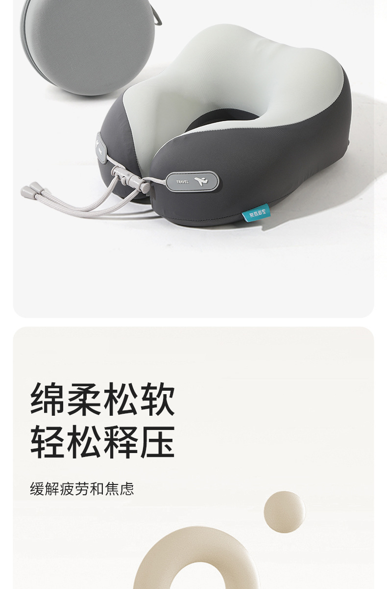 Memory Foam U-Shaped Pillow Office Nap Neck Support Pillow Ice Silk Neck Pillow Travel Portable Foldable Airplane Neck Pillow