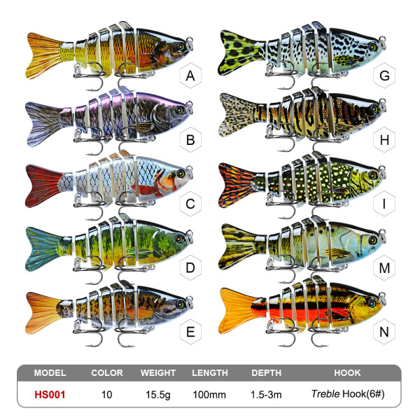 10cm lure plastic hard bait 15.5g multi-section fish 7-section lure…