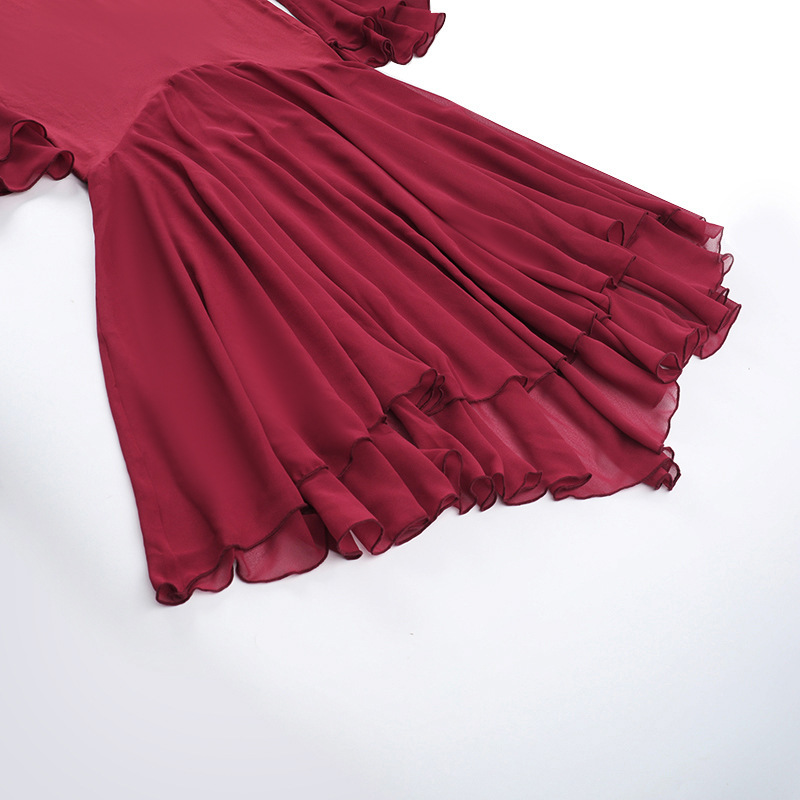 Autumn Socialite Elegant Sexy Slim Fit Ruffled Hem Long Sleeve Dress Women