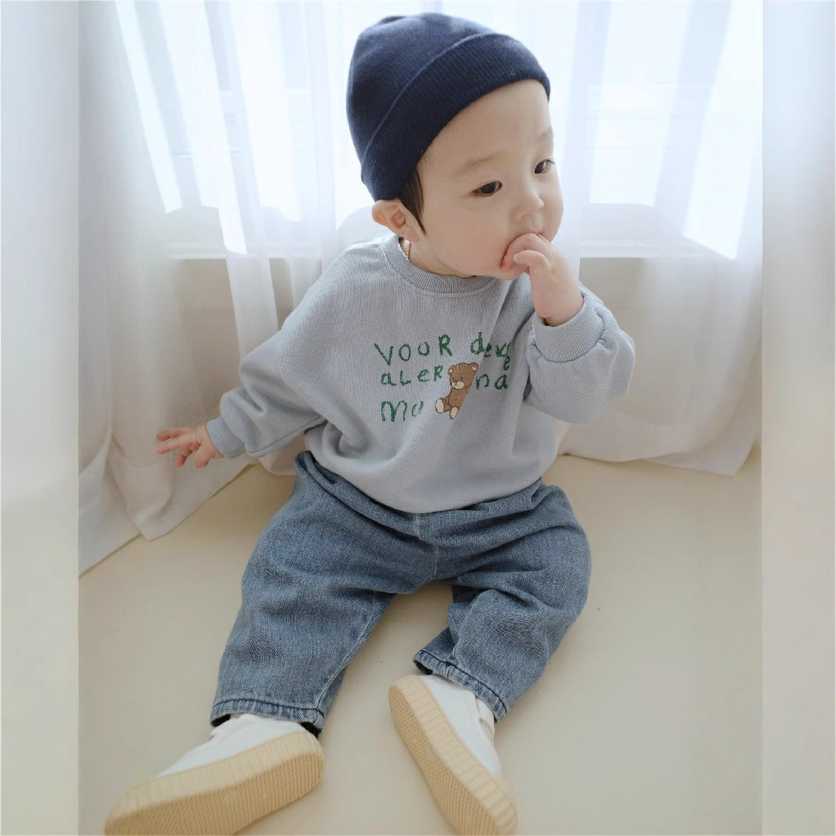[Oferta Relámpago de Liquidación] Sudadera Infantil con Letras de Osito, Conjunto de Primavera, Camiseta de Manga Larga para Niños, Top de Primavera para Bebés Niñas