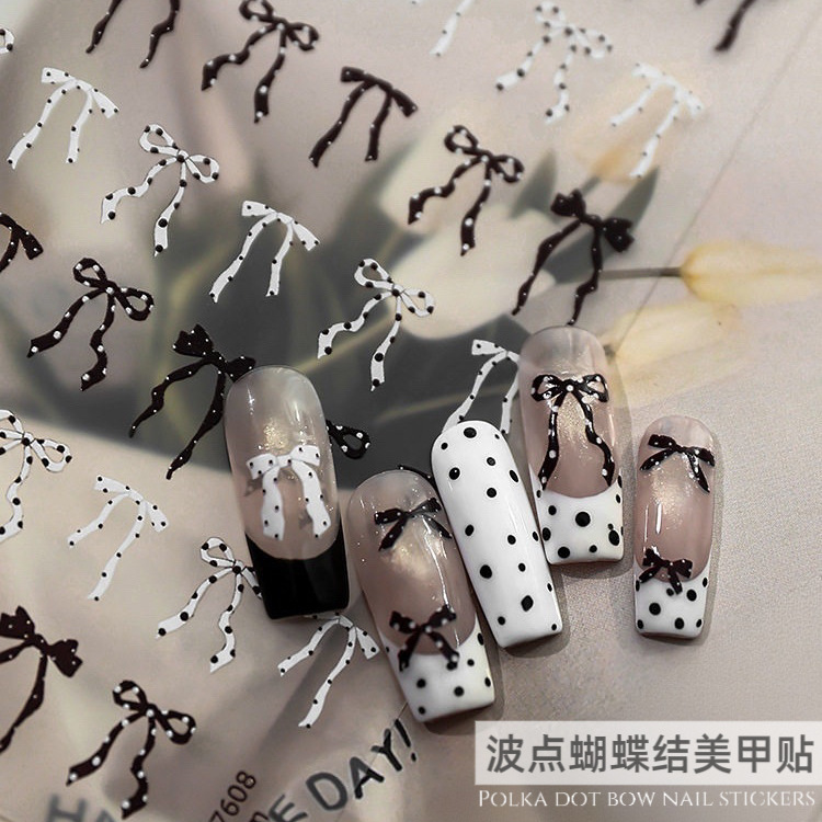 Nail stickers with bow