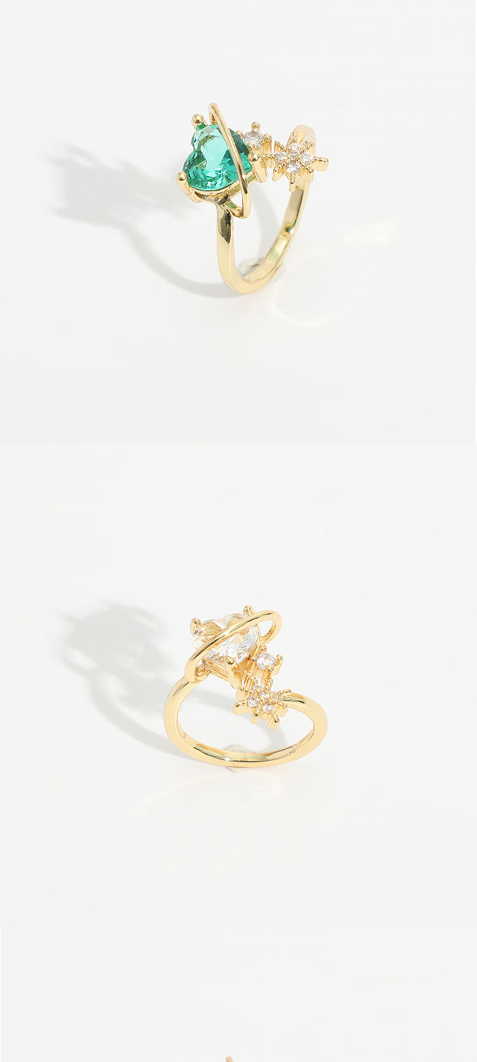 new copper electroplating 18k heart star star zircon opening adjustable ringpicture1