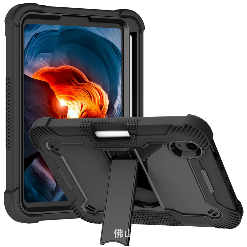 Suitable for Apple iPad Mini 6/7 Outdoor Tablet Protective Case, Three-In-One Stand with Pen Slot Silicone Case Suitable for Apple iPad Mini 6/7 Outdoor Tablet Protective Case, Three-In-One Stand with Pen Slot Silicone Case