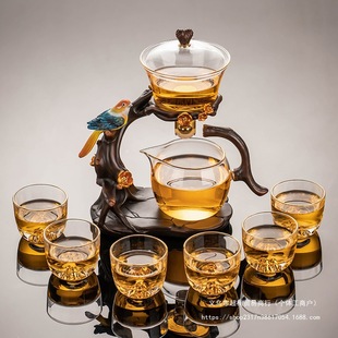 2025 New Glass Automatic Tea Set Set for Home Light Luxury Tea Cup Magnetic Teapot for Lazy People to Make Tea