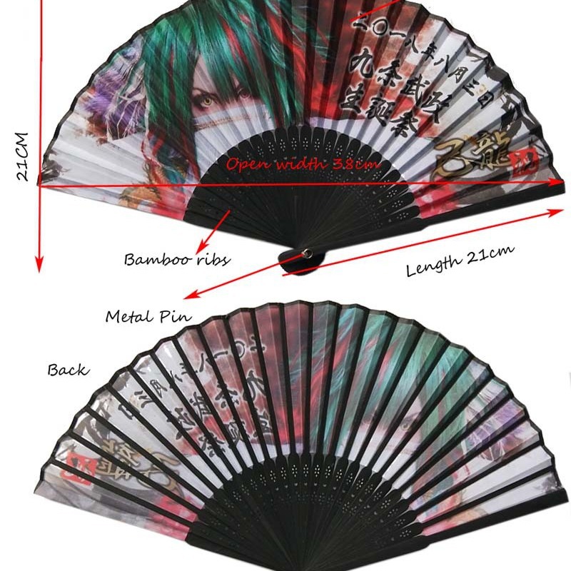 Abanico de tela con estampado floral negro para mujer, abanico de tela publicitario hecho a medida, hecho a pedido con su propio diseño, fabricado profesionalmente.