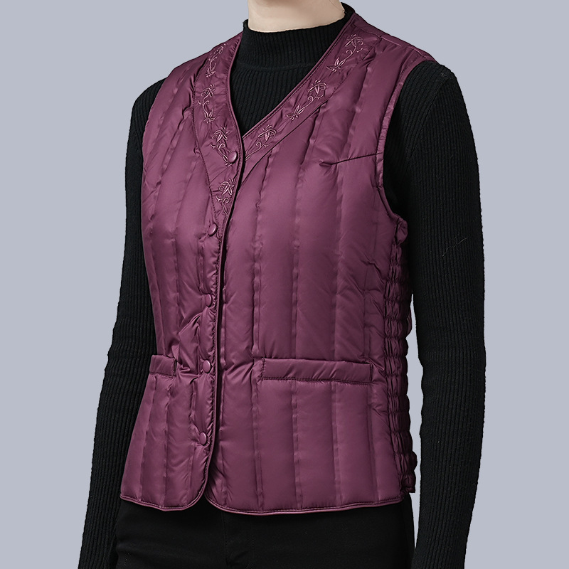 Down vest women wear duck down vest mother slim bottoming vest middle-aged women's waistcoat factory custom