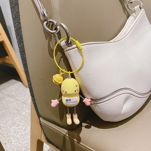 Creative Acrylic Spring Dinosaur Keychain for Women Cute and Exquisite Car Key Chain Bag Pendant Small Gift Wholesale