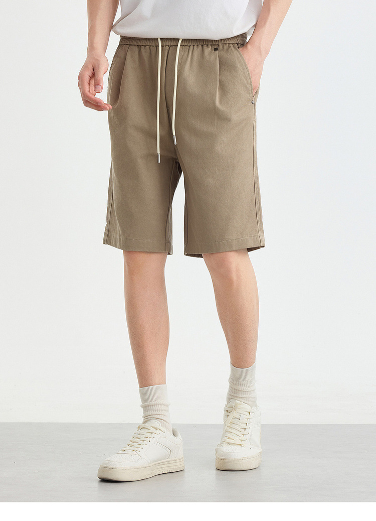 Quần short nam ống đứng dáng thẳng chất liệu cotton pha Lycra phong cách công sở — đen chi tiết 17