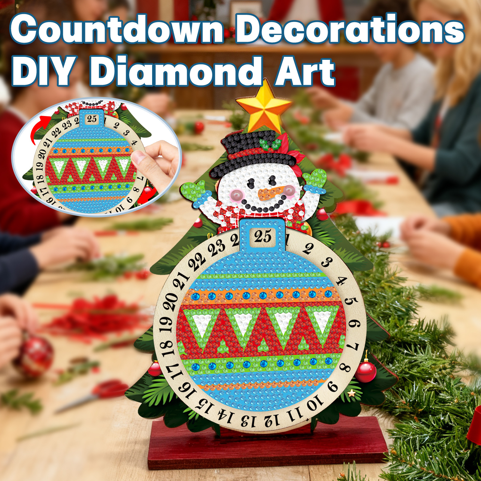 Cross-Border Christmas Diamond Painting Desktop Decoration European and American Christmas Calendar Creative Christmas Countdown Christmas Ornaments