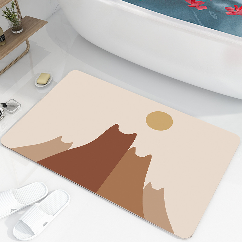Alfombra de piso de baño de barro de diatomeas suave dibujos animados lindo boca de inodoro alfombra de piso absorbente inodoro estera antideslizante de secado rápido