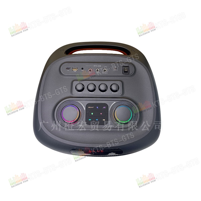 BTS KTS GTS factory wholesale BTS-2496 dual 10inch wireless Bluetooth speaker with 2 wireless microphones BTS KTS GTS factory wholesale BTS-2496 dual 10inch wireless Bluetooth speaker with 2 wireless microphones