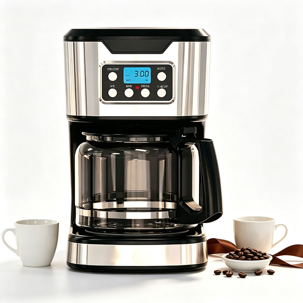 Cross-border coffee machine, drip coffee maker, Moka pot, 1.8L large-capacity coffee machine, coffee pot with keep-warm and timer functions