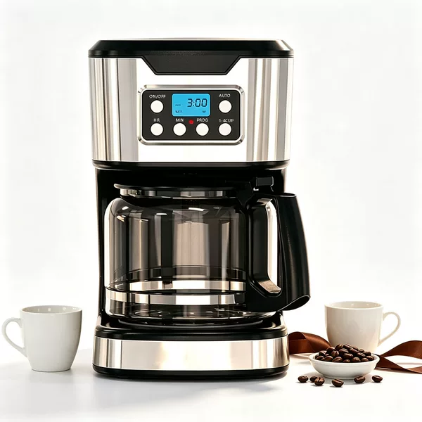 Cross-border coffee machine, drip coffee maker, Moka pot, 1.8L large-capacity coffee machine, coffee pot with keep-warm and timer functions