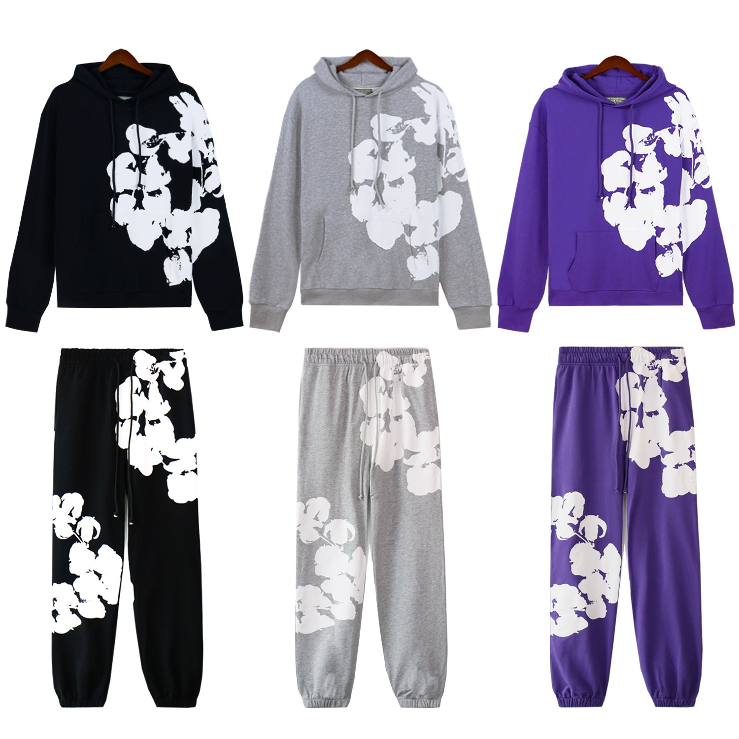 Новая толстовка в европейском и американском стиле DENIM из вспененного хлопка с большим принтом и капюшоном для мужчин и женщин, одинаковый стильный костюм для спорта и отдыха