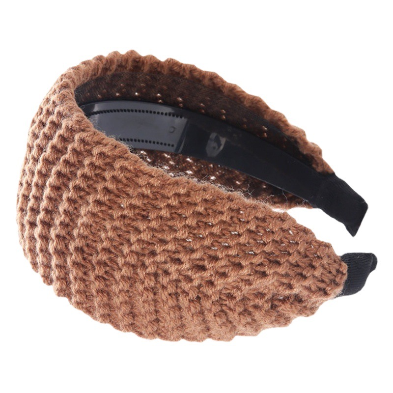 Al por mayor venda de ala ancha cruzada al por mayor estilo coreano Otoño e Invierno lana horquilla Internet celebridad elegante de punto accesorios banda horquilla diadema