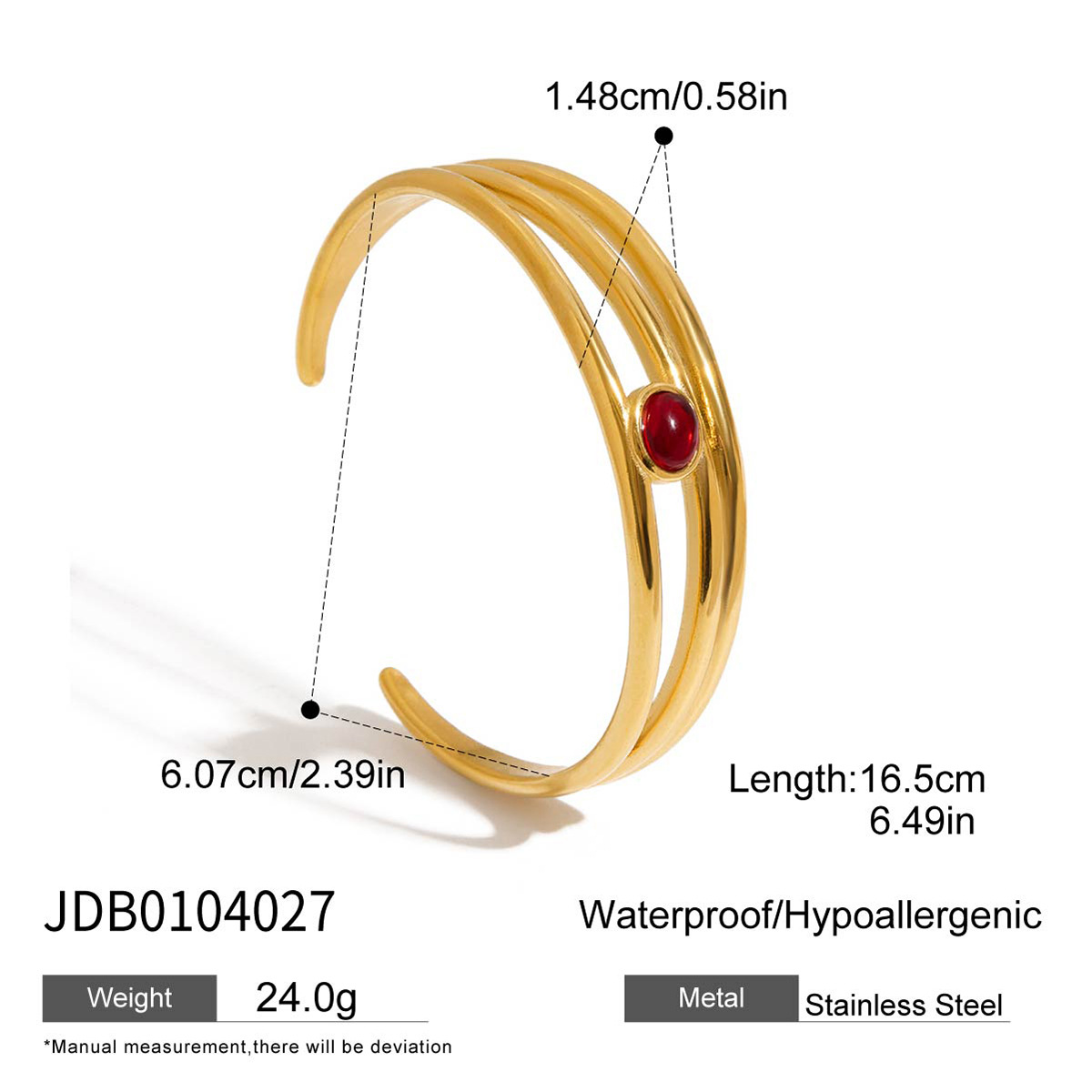 Jeding brazalete de piedra natural para mujer, sin decoloración, joyería ligera de lujo de alta gama, estilo explosivo transfronterizo, pulsera de joyería de acero inoxidable image 7