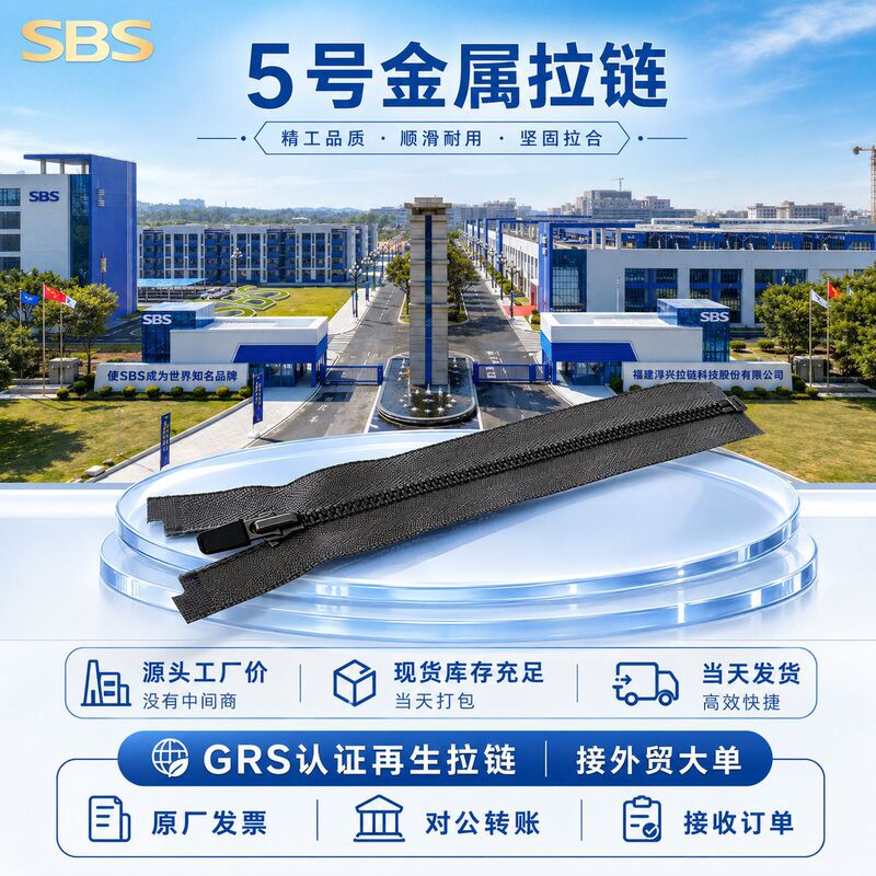 Sbs No. 5 Gunmetal Metal Open-End Zipper with Smooth Self-Locking Spring Head for Windbreakers, Sportswear, Bags, and Home Textiles