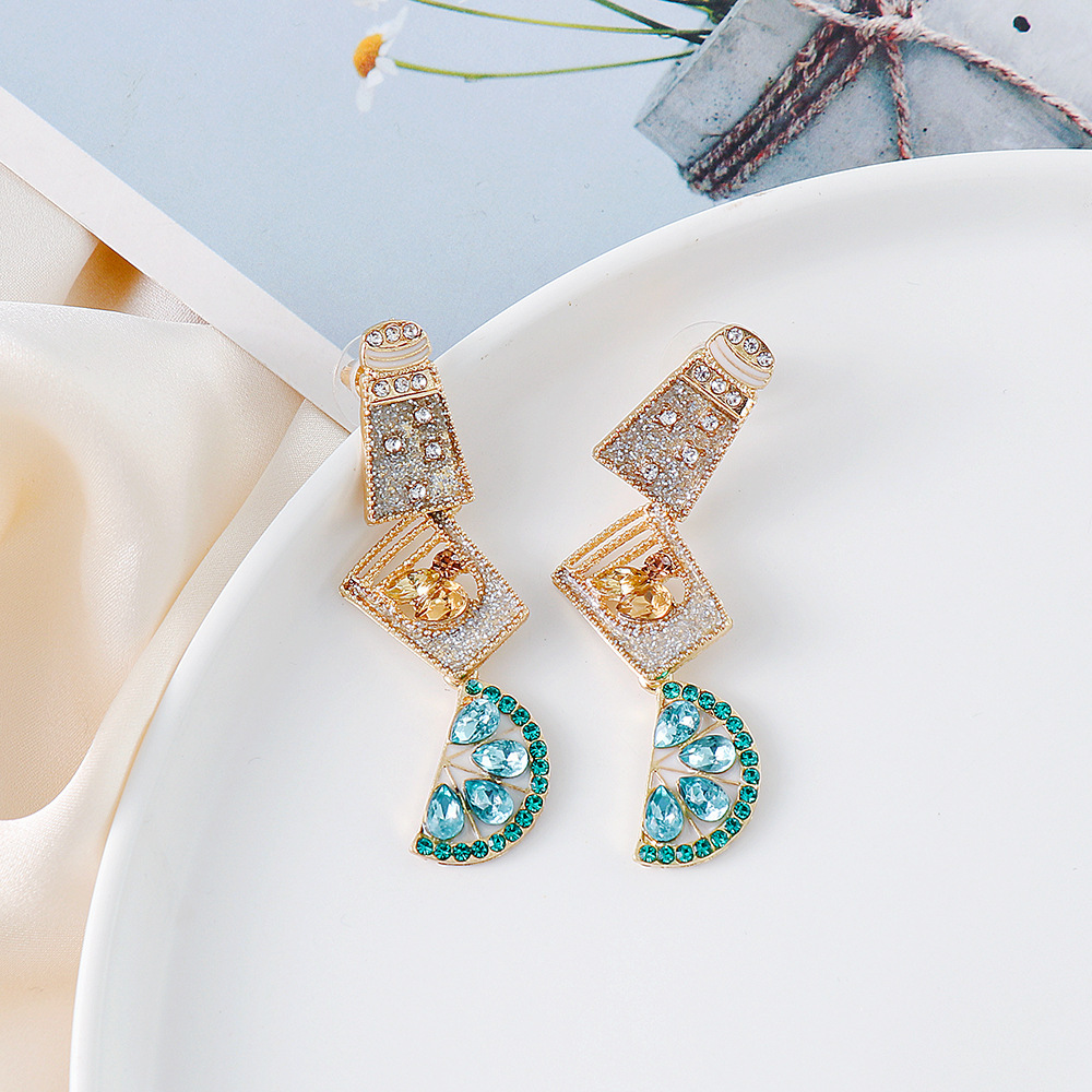Fashion Geometric Diamond Metal Artificial Gemstones Earrings display picture 4