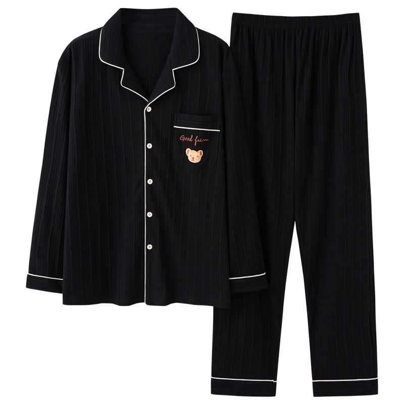 Pijamas de los hombres manga larga 100% algodón primavera, otoño e invierno algodón flojo más tamaño traje desgaste del hogar