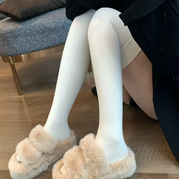 Silicone [White] Knitted Over-the-Knee Socks