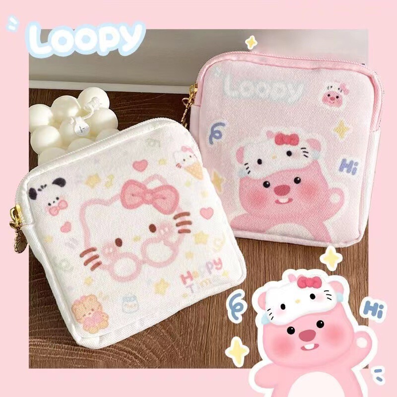Cartoon Sanitary Towel Aunt Towel Storage Bag Moon Small Bag Small Portable Cute Girl Canvas Bag Oil Painting KT