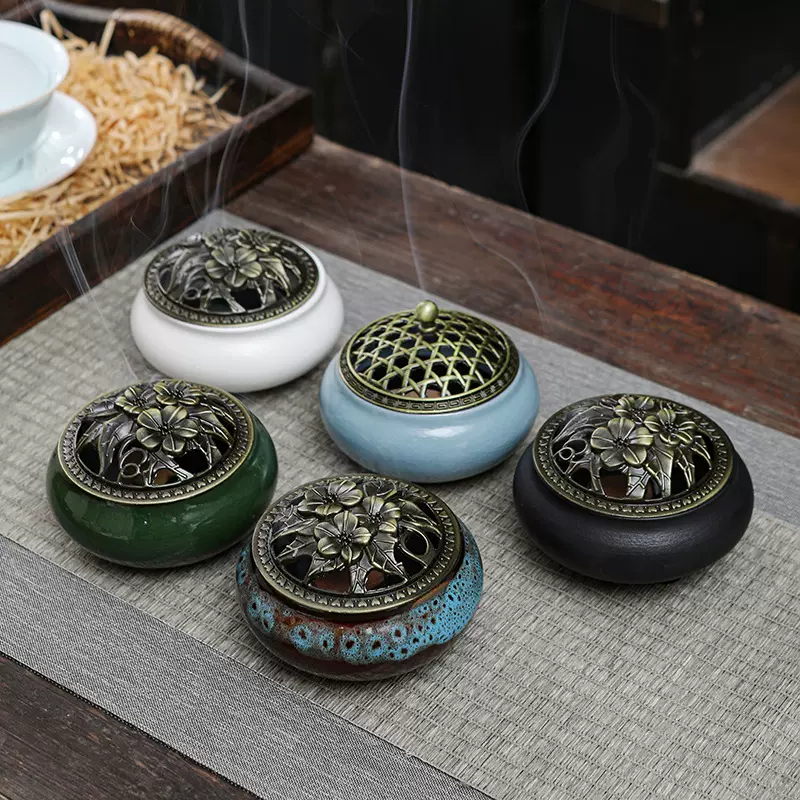 陶瓷香炉青瓷家用仿古小号薰香道冰裂窑变檀香炉厂家直供一件代发