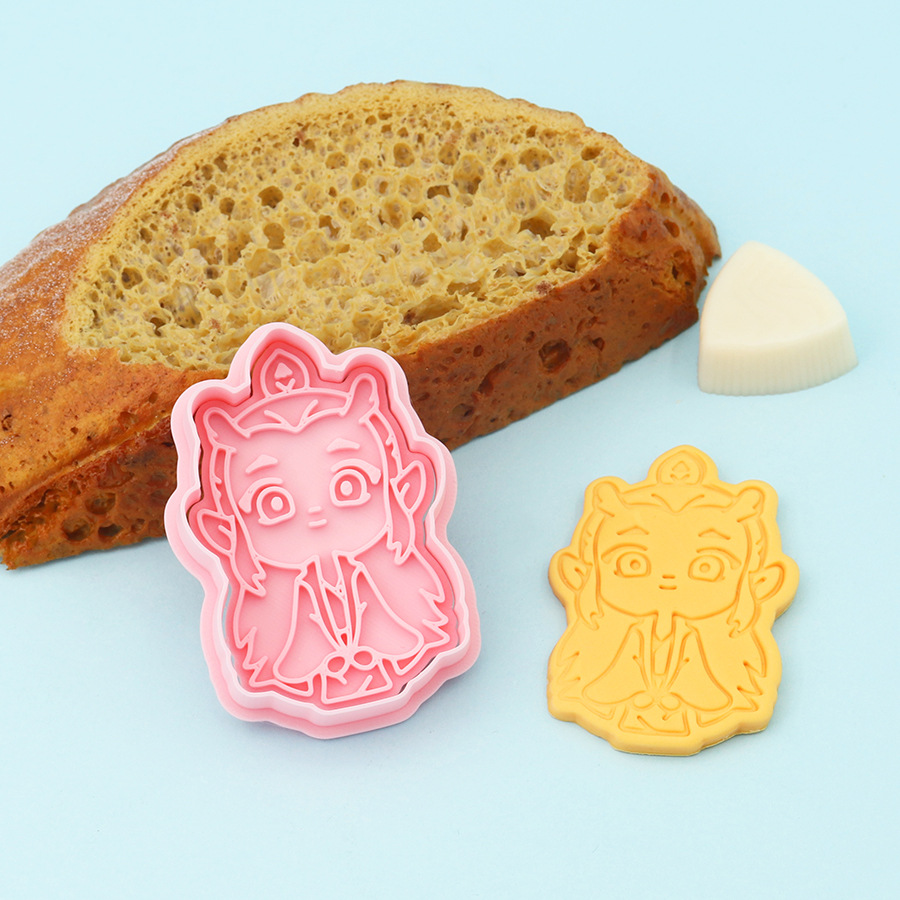 Molde de galletas de Nezha simulado, herramientas de repostería con diseños de dibujos animados de Ao Bing, Ao Guang, Shen Gongbao, Shijin y Bestia del Límite de la Emperatriz