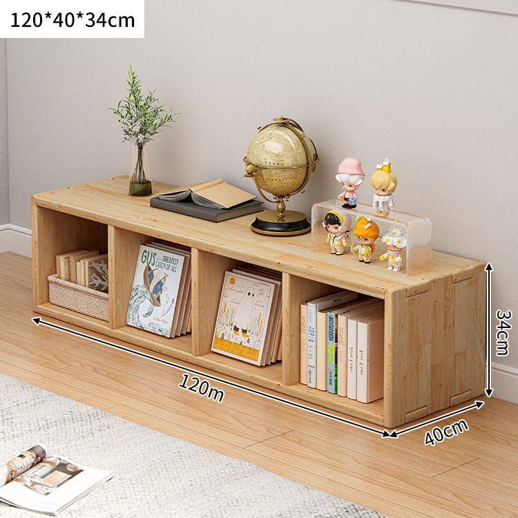 Gabinete de almacenamiento de ventana flotante de madera sólida, estante de balcón, estante contra la pared, armario de almacenamiento de barra larga de una sola capa, estante de piso bajo